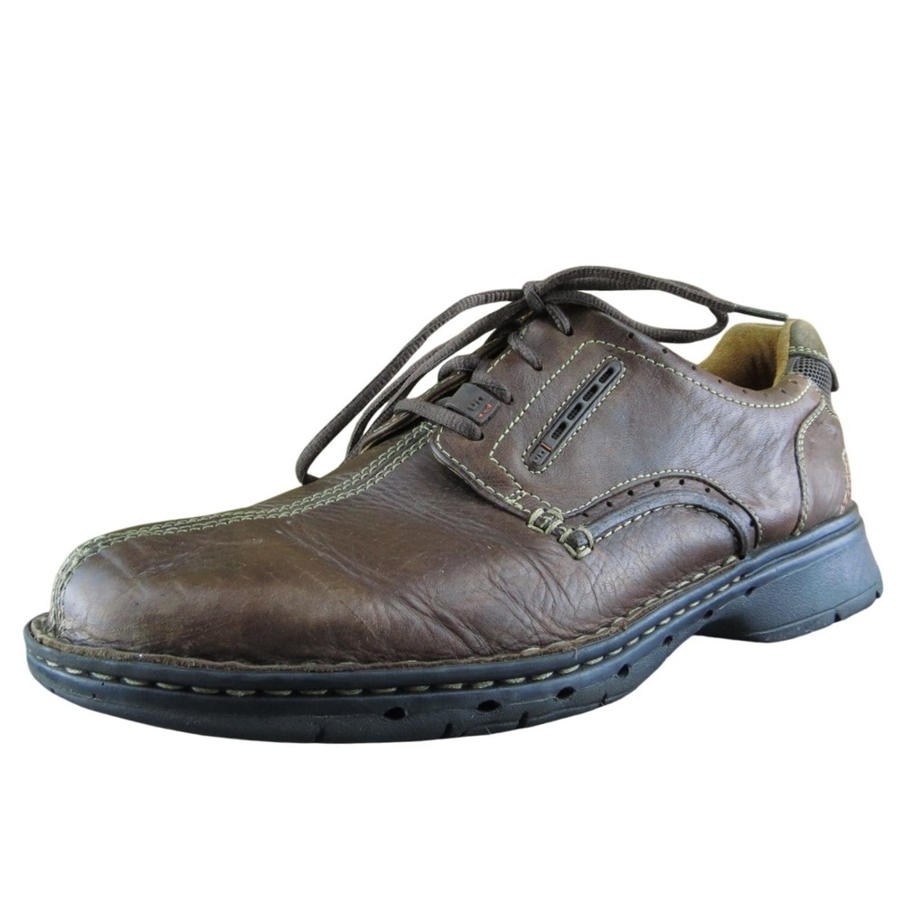 Clarks Unstructured Men Sneaker Shoes‎ Brown Leather Lace Up Size 9.5 Medium